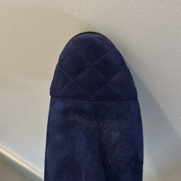 L.K Bennett half and half stretch knee boots in navy blue suede size 37 - Picture 6 of 6